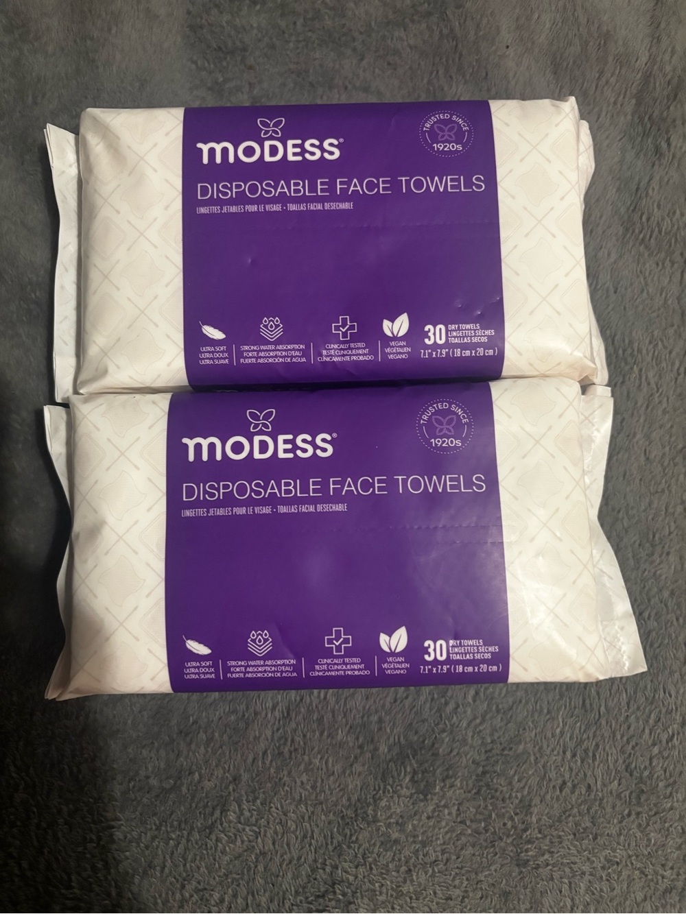 Disposable Face Towels - Purple - Pack of 30